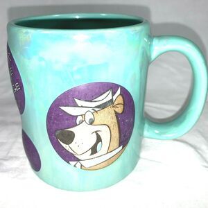 VTG YOGI BEAR Hanna Barbera Ceramic Mug Iridescent Green and Purple
